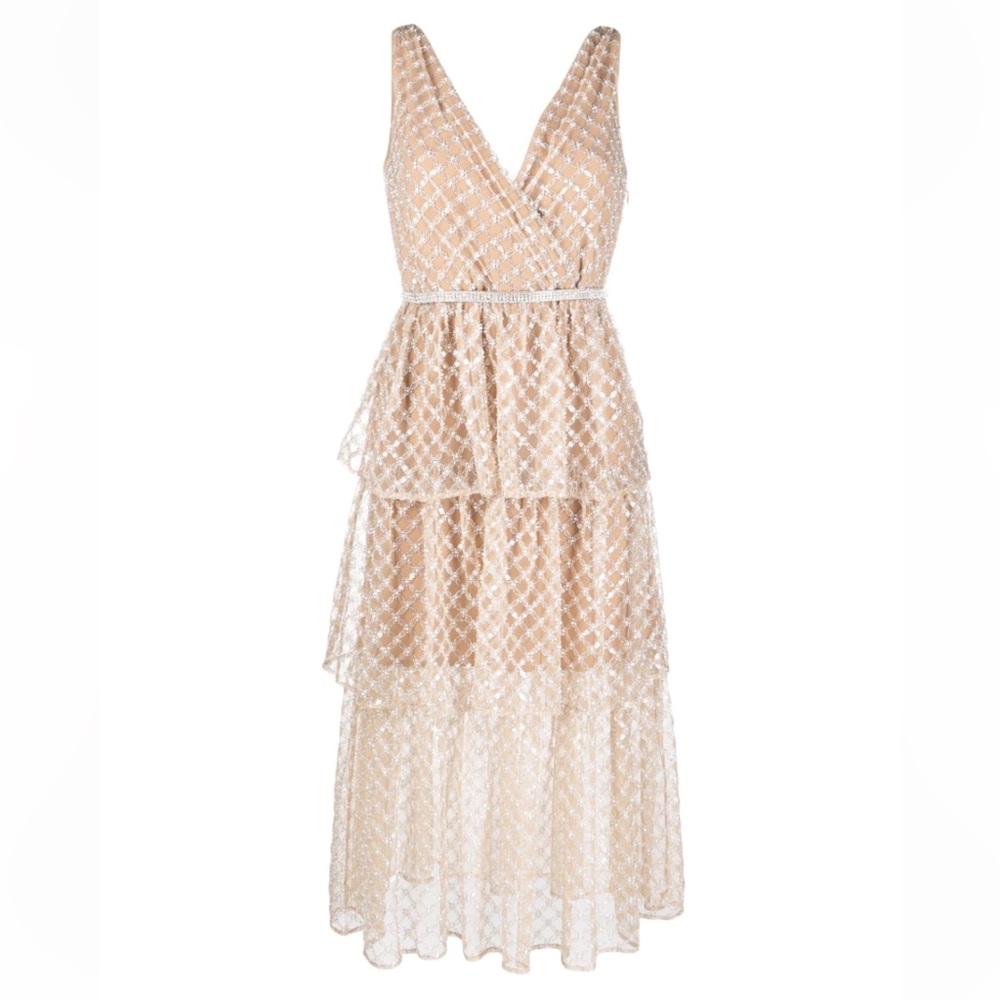 Elegant Cream Layered Women's Dress